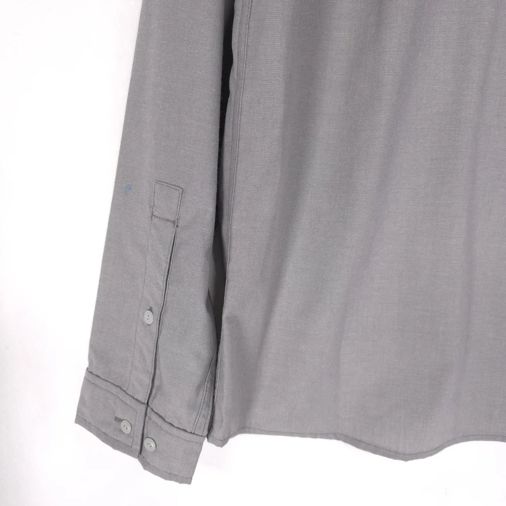 THE NORTH FACE‎ Men's Button Up Shirt LARGE Gray Long Sleeve Outdoor Hiking